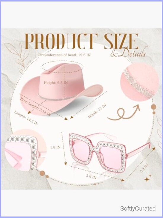 Cowgirl Hat Set Rhinestone Cowboy Earring Necklace Sunglass Disco Costume Parts main image 4